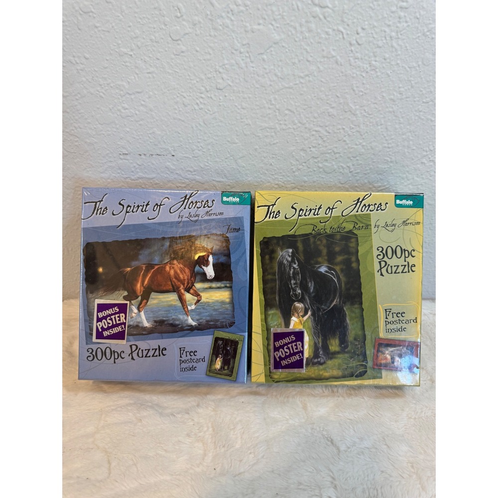 2 Buffalo Games Spirit of Horses Puzzles Lesley Harrison 300pc Fame Back to Barn